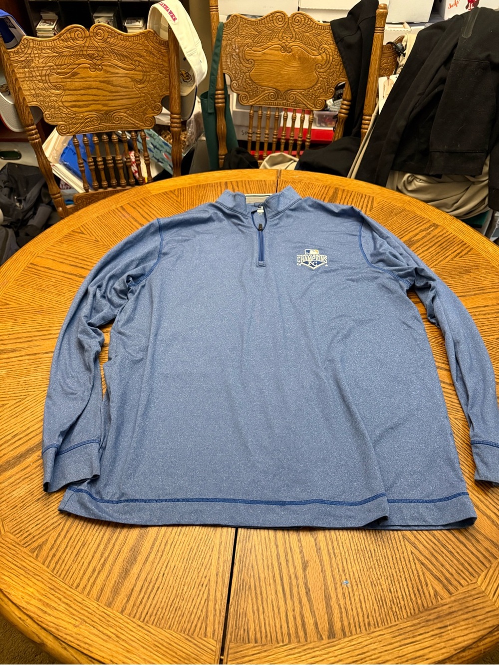 Cutter & Buck KC World Series Heathered Blue Quarter-Zip Performance Pullover